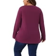 thumbnail image 4 of DARING DIVA Women's Plus Size Long Sleeve Button Side Swing Blouses 1X Fuchsia, 4 of 6