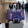 thumbnail image 4 of Garronmavis Purple Galaxy Cat Print Large Quilted Duffle Bag for Women, Weekender Travel Carry On Tote with Luggage Sleeve, Gym Dance Overnight Shoulder Bag, 4 of 7