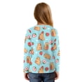 thumbnail image 2 of Xixirimido Capybara Strawberry Heart Blue Pattern Girls Casual Long Sleeve Shirts Knot Tie-hem Tunic Tops Crewneck Tees Blouses Girls Fashion Clothes, Size 9-10, 2 of 7