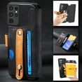 thumbnail image 2 of Compatible with Samsung Galaxy S24 Ultra Wallet Case with RFID Blocking Card Holder Fashion PU Leather Contractible Wrist Kickstand Shockproof Anti-fall Flip Phone Case Cover,Black, 2 of 12
