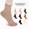 thumbnail image 5 of Women Socks Lace Ruffle Frilly Turn Cuff Casual Ankles Socks Vintage Lovely Double Needle Lady Socks 3Pairs ﻿, 5 of 7
