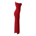 thumbnail image 3 of Txlixc Vestidos Largos para Mujer, Adulto Color Sólido Sin Mangas Un Hombro Plisado Abertura Lateral Slim Fit Vestido Femenino Txlixc Moda, 3 of 5