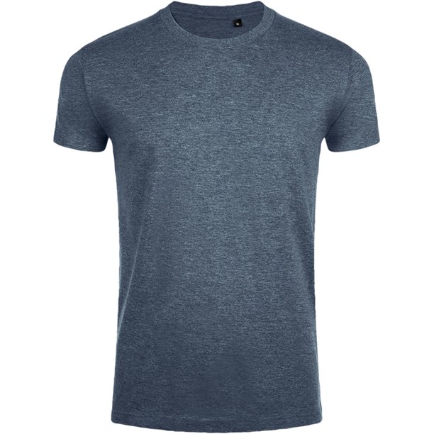SOLS - Camiseta hombre manga corta entallada - Verano - Modelo Imperial (Vaquero Jaspeado)