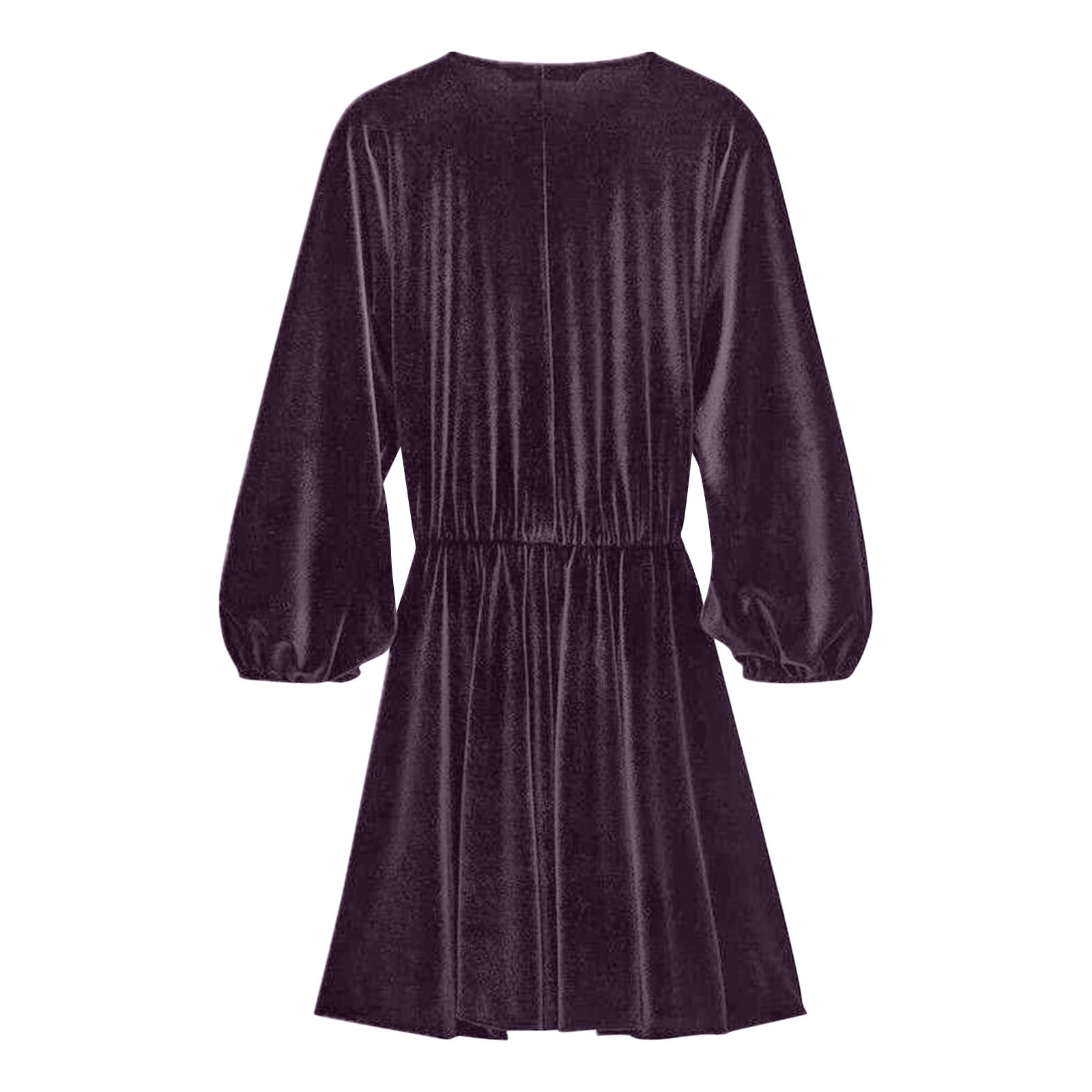 ICHUANYI Womens Stylish Casual Dress V-Neck Long Sleeve Canary Velvet Dress  Long Waist Dress Trendy 2024 - Walmart.com