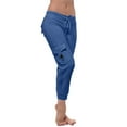 thumbnail image 2 of Idoravan Cargo Pants for Women Clearance Women Workout Out Leggings Stretch Waist Button Pocket Yoga Gym Cropped Trousers Blue XS, 2 of 9