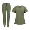 thumbnail image 3 of Conjunto de uniformes exfoliantes Fernando para enfermera pantalones cuello en V verde metro, 3 of 8