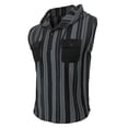 thumbnail image 4 of Men'S Sleeveless Hoodie With Dual Pockets Striped Knit Tank Top Casual Breathable Athletic Shirt For Workout Gym And Outdoor Activities Tank,Black,XL, 4 of 6