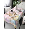 thumbnail image 2 of Easter Rectangle Tablecloth, Spring Rabbit Eggs Nature Botanicals Pink Plaid Waterproof & StainResistant Tablecloth, Washable Oil-proof Table Cover for Dining/Party/Wedding/Camping/Buffet 60x120 In, 2 of 9