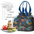 thumbnail image 4 of Pioneer Flower Drawstring Lunch Bag Women - Drawstring Lunch Bag Insulated for Work Office - Stain-Resistant Large Lunchbags for Women with Multi-Pockets, 4 of 6