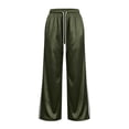 thumbnail image 5 of Kojanyu Women's Satin Wide Leg Drawstring Sweatpants Elastic High Waist Loose Pants Casual Lounge Trousers with Side Pockets, 5 of 8