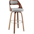 thumbnail image 2 of Home Square 26" Bar Stool in Gray Faux Leather and Walnut Wood - Set of 2, 2 of 11