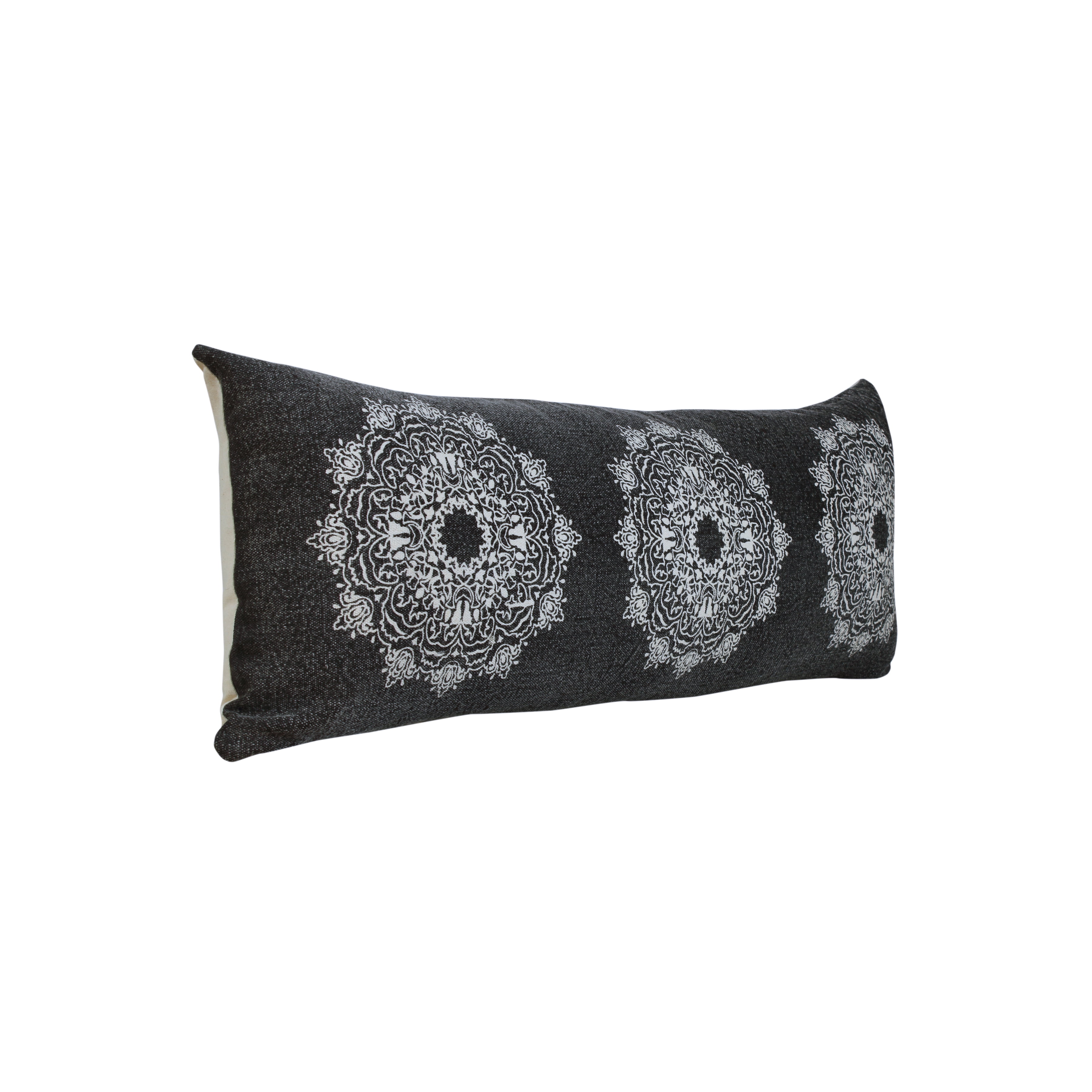 Ox Bay Ava 14" x 36" Black/White Medallion Cotton Adult Decorative Throw Pillow Cover