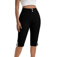 thumbnail image 6 of Kinrui Women's Bermuda Long Shorts with Pockets Slit Hem Knee Length Shorts High Waisted Stretch Work Dress Shorts Black XL, 6 of 7