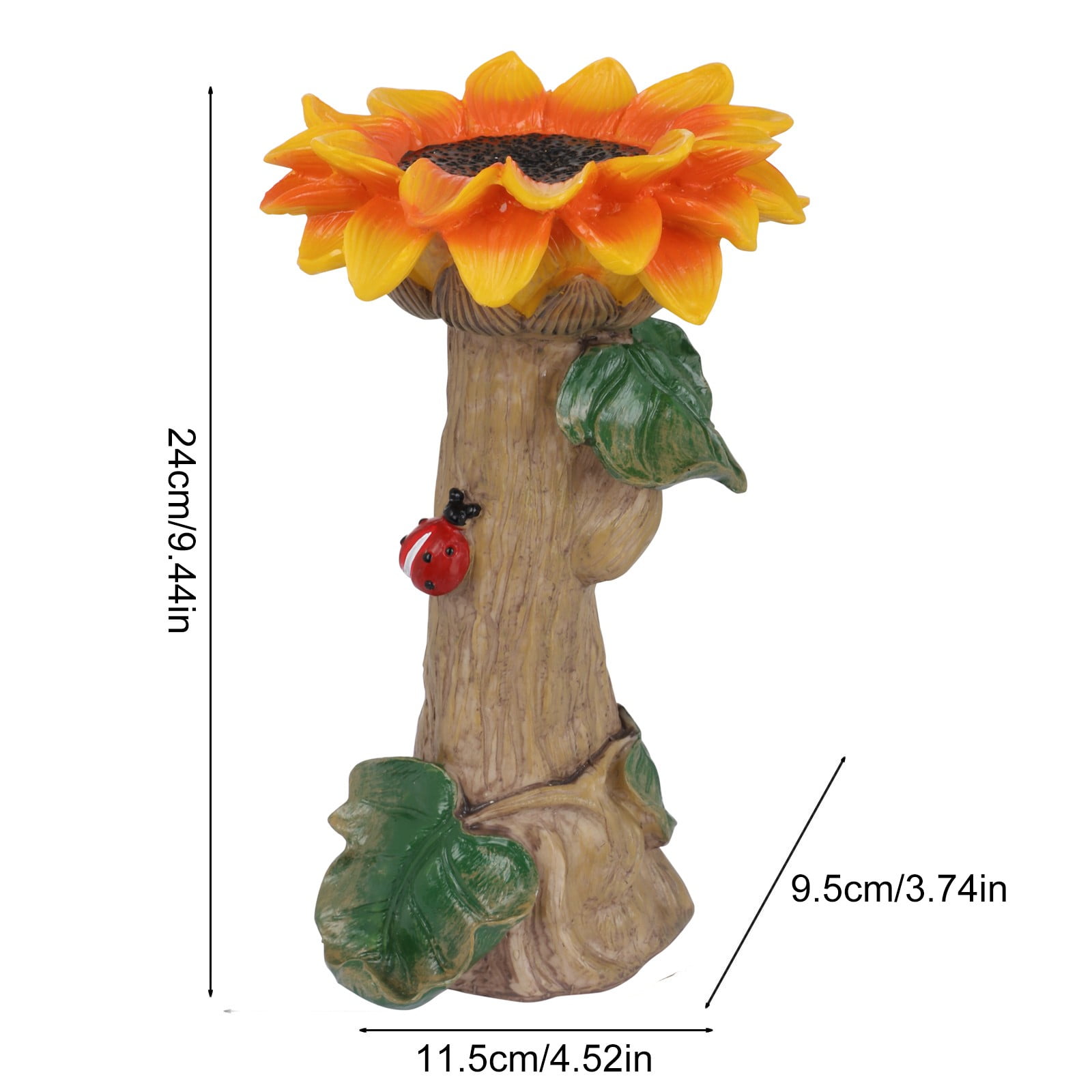Fdelink Desktop Ornament Garden Bird Feeder Flower Decoration Resin Sunflower Bird Bath Home Decor Water Bath (Yellow)