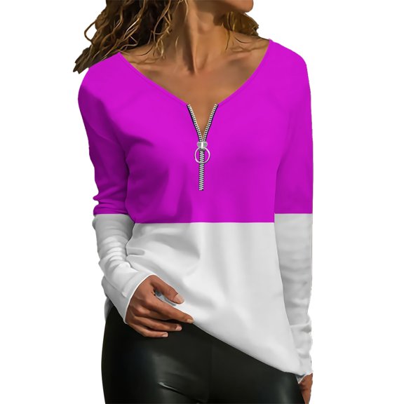 Ketyyh-chn99 Womens Tops Long Sleeve Lace Up V Neck Fall Top D,L