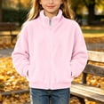 thumbnail image 3 of Girls Fleece Jacket with Pockets Full Zip Turtleneck Warm Casual Kids Winter Hoodless Jackets Pink 14, 3 of 8