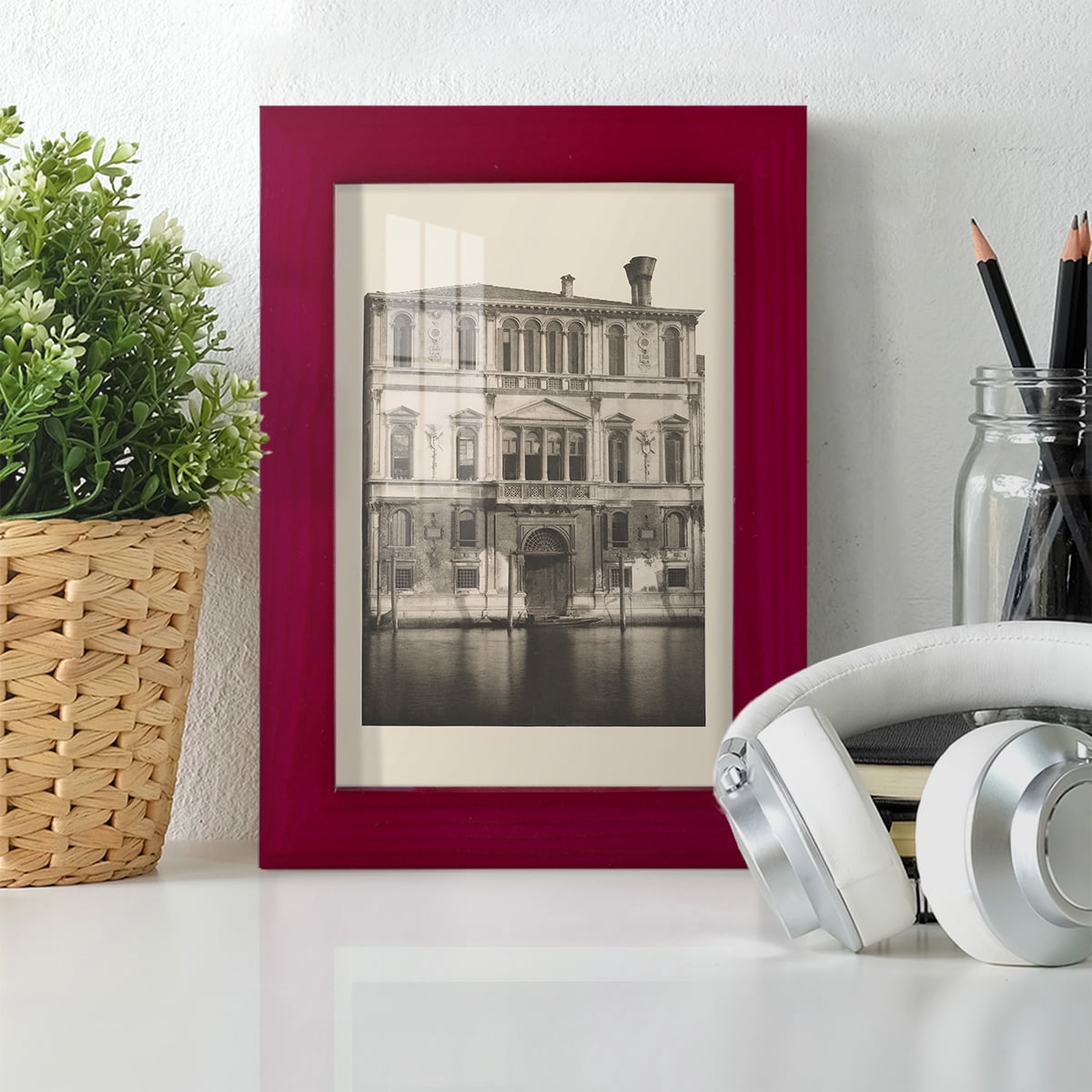 Vintage Views of Venice I - Framed Print w/glass - Cherry Red