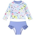 thumbnail image 1 of Nwiuh Girls Rash Guard Swimsuit Long Sleeve Tankini Sets Two Pieces Bathing Suit Swimwear UPF 50+ Sun Protection (Purple, 4-5 Years), 1 of 7