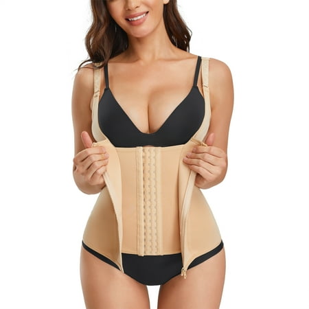 

Irisnaya Women s Underbust Corset Slim Body Shaper Tummy Control Waist Trainer Zipper Vest Workout Body Shaper Cincher Back(Beige Medium)