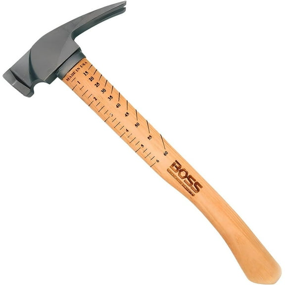 Boss Hammers Titanium Hickory Handle Smooth Hammer 16Oz