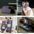 thumbnail image 3 of Allytechgroup Wallet Case for Samsung Galaxy A36 5G with Credit Card Holder, [RFID Blocking] [Camera Screen Protection] PU Leather Magnetic Clasp Kickstand Shockproof Protective Case, Purple, 3 of 8