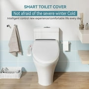 FULLWATT Electric Bidet Toilet Seat Automatic Heated Elongated Toilet Seat with Remote Control LED Night Light (White)