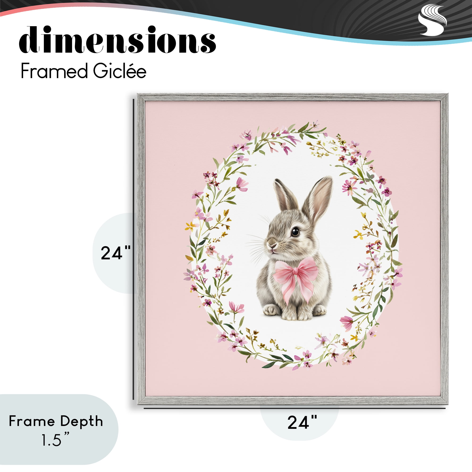 Stupell Industries Blush Pink Bunny Gray Framed Giclee Art, design by Christine Simpson Art