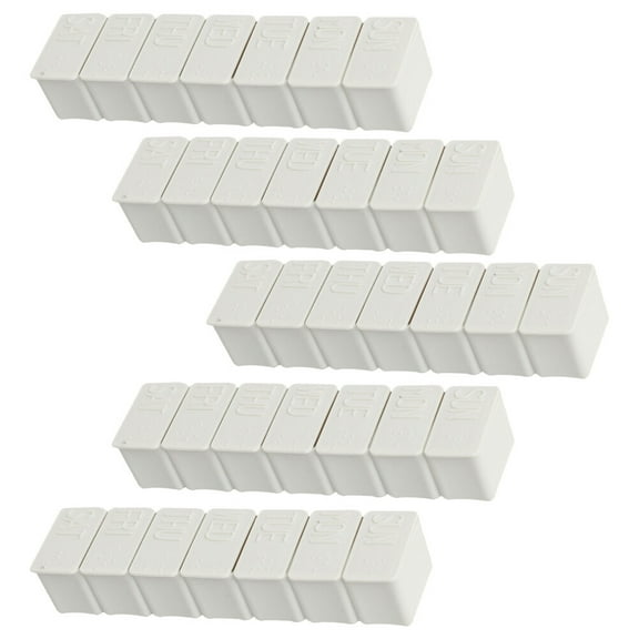 LULULION 5Pack Weekly Pill Organizer White Plastic Blind-Friendly Tablet Sorter for Travel