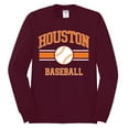 thumbnail image 2 of Wild Bobby City of Houston Baseball Fantasy Fan Sports Men's Long Sleeve T-Shirt, Maroon, 3X-Large, 2 of 6