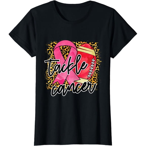 pink ribbon breast cancer awareness Tackle cancer football T-Shirt