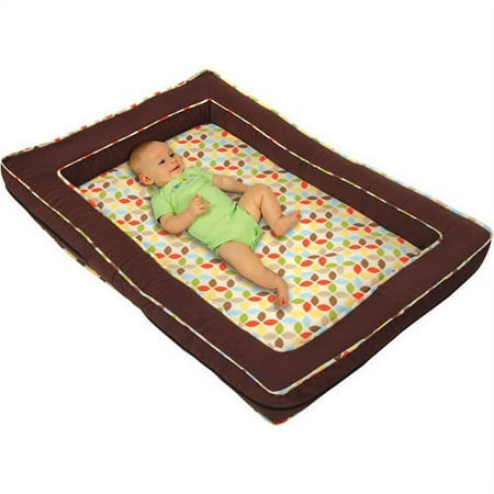 Leachco Mozy Mini Travel Bed, Brown and Leaf Cluster Multi