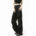 thumbnail image 2 of HAPIMO Fashion Solid Color Palazzo Pants Loose Cargo Pants for Women Workout Wide Leg Pants High Waist Activewear Trousers Casual Slacks Sweatpants Black L, 2 of 4