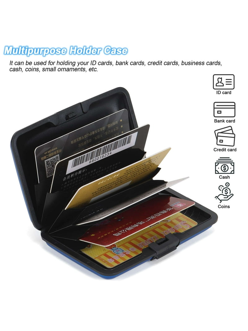 Gustave Rfid Blocking Credit Card Holder Aluminum Wallets Small Slim Metal Hard Business Card Case ID Case Front Pocket Wallet for Men Women Silver