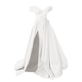 thumbnail image 1 of Vestidos de novia Prolriy para mujer, largos hasta el suelo, de gasa, estilo cóctel, estilo francés, retro, de verano, corte bajo, escote en V, corte de boda, lisos, 2024, vestidos de mujer blancos,, 1 of 4