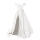 thumbnail image 1 of Vestidos de novia Prolriy para mujer, largos hasta el suelo, de gasa, estilo cóctel, estilo francés, retro, de verano, corte bajo, escote en V, corte de boda, lisos, 2024, vestidos de mujer blancos,, 1 of 4