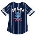 thumbnail image 2 of Disney Ladies Lilo and Stitch Baseball Jersey, Classic Stitch Baseball Shirt Navy White - S, 2 of 6