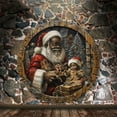 thumbnail image 1 of 2 Pcs Father Christmas Round Wooden Ornament Sign Bedroom And Living Room Decorative Hanging Home Front Door Hanging Decoration 7.87in Diameter, 1 of 6