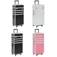 thumbnail image 3 of vidaXL Make-up Trolley Aluminum Cosmetic Beauty Case Suitcase Pink/Silver, 3 of 15