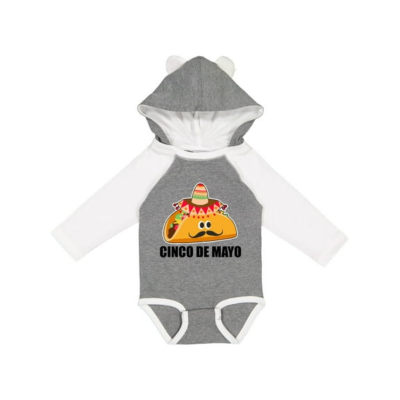 Inktastic Cinco De Mayo with Taco with Eyes Mustache and Sombrero Boys or Girls Long Sleeve Baby Bodysuit
