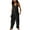 Black, variant on Baggy Backless Jumpsuit for Women Solid Halter Neck Cotton Linen Rompers with Pockets Lace-Up Boho Wide Leg Beach Playsuit(S,Khaki)