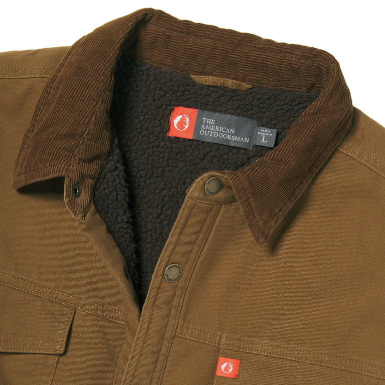 The American Outdoorsman Sherpa Lined Twill Shirt Jackets with Corduroy Collar