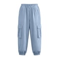 thumbnail image 5 of VEKDONE Womens Tapered Pants Elastic High Waist Cargo Pants with Multi Pockets Solid Color Casual Straight Ankle Trousers Light Blue L, 5 of 5