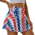 thumbnail image 3 of Xoenoiee Star American Flag Tie Dye Print Women's Pleated Tennis Skorts with Pockets 4th of July High Waisted Golf Skirt Athletic Built-in Shorts Tummy Control Workout Running Pickleball, L, 3 of 6