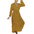 thumbnail image 1 of Vestido casual de cobertura de manga larga con cuello en V de color sólido para mujer Fridja  NMB3576, 1 of 1