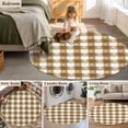 thumbnail image 6 of Brown White Plaid Large Area Rugs for Bedroom Living Room, Soft Non Slip Carpet Bedside Rug, Watercolor Farmhouse Checkered Round Floor Cover Kitchen Accent Rug 4' for Dining Room/Office, 6 of 9