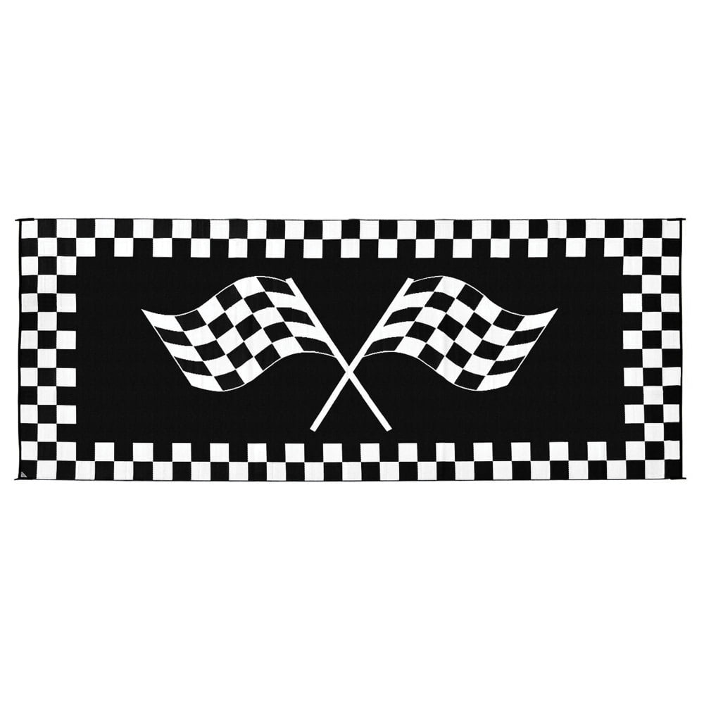 Ming's Mark Inc. Black White Checkerboard Outdoor Rug, 8.00" x 13.00' x 33.00", Reversible