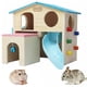thumbnail image 1 of Mascotas de hámster, escondite de animales pequeños con divertida escalera de escalada, tobogán, cabaña de madera, juguetes masticables para animales pequeños como, 1 of 7