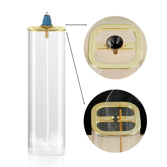 Modern Glass Incense Burner Anti-Ash Flying Incense Holder with Removable Glass Ash Catcher for Home Decor Yoga Meditation