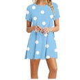 thumbnail image 1 of Ventes de Liquidation Aujourd'hui Offres Iumwxz Robe à Manches Courtes Col Rond pour Femmes Robe Décontractée Ligne A Fluide Robe à Pois Robes Décontractées pour Femmes Robe Confortable pour Rester à la Maison, 1 of 4