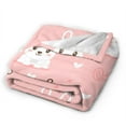 thumbnail image 2 of DouZhe Ultra-Soft Micro Fleece Lightweight Flannel Bed Blanket, Cartoon Pink Pretty Rabbit Print Cozy Warm Throw Blankets, 40"x30", 2 of 7